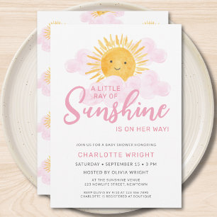 A Little Ray Of Sunshine Is On Her Way Baby Shower Invitation