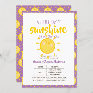 A Little Ray Of SUNSHINE is on the way - Purple Invitation