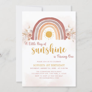 A little ray of sunshine is Turning One Invitation