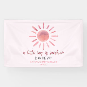 A Little Ray Of Sunshine Pink Sun Baby Shower Banner