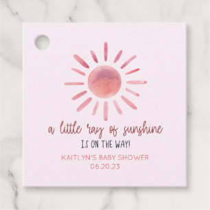 A Little Ray Of Sunshine Pink Sun Baby Shower Favour Tags