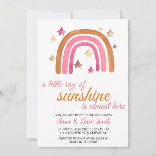 A Little Ray Of Sunshine Rainbow Baby Shower Invitation