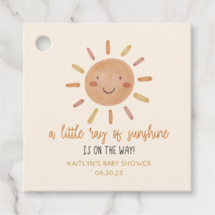 A Little Ray Of Sunshine Yellow Sun Baby Shower Favour Tags