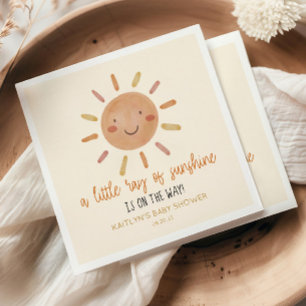 A Little Ray Of Sunshine Yellow Sun Baby Shower Napkin