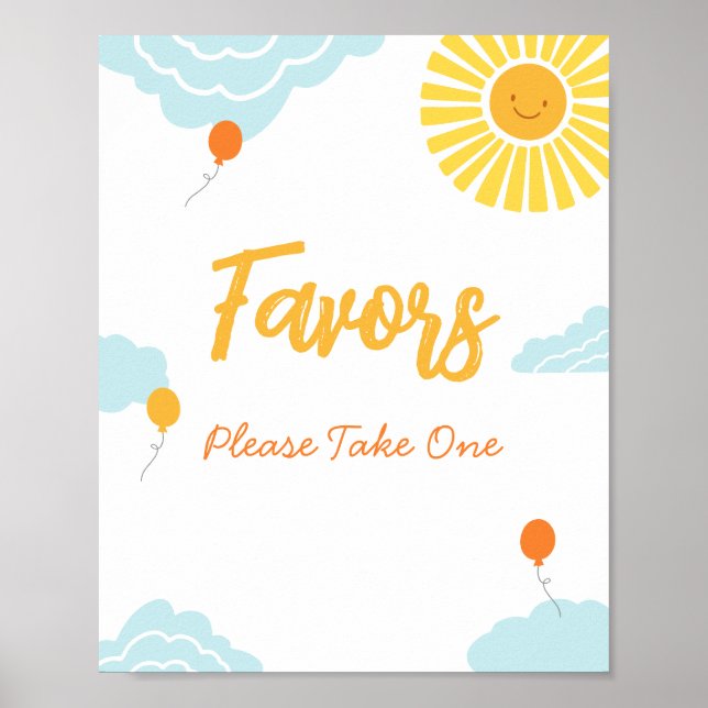 A Little Ray Sunshine Baby Shower Favours Sign (Front)