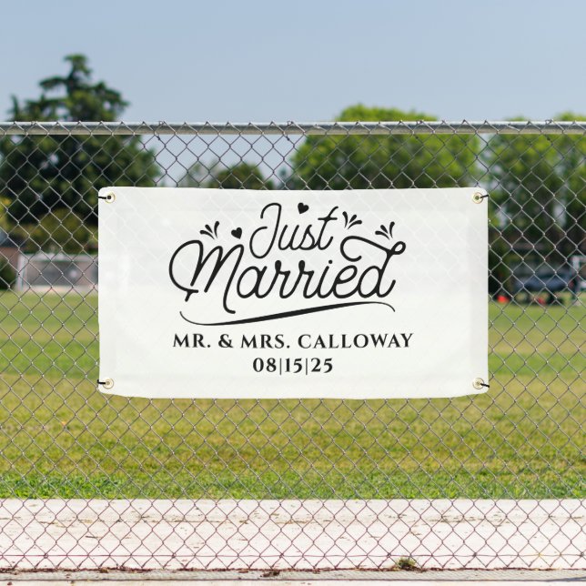 A Little Retro Just Married Car Banner (Insitu)