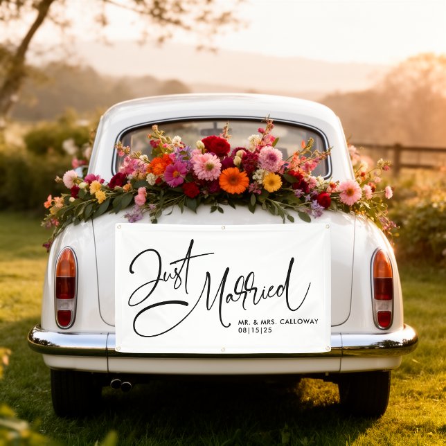 A Little Retro Just Married Car Banner (Creator Uploaded)