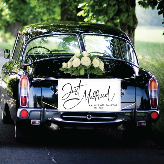 A Little Retro Just Married Car Banner (Creator Uploaded)