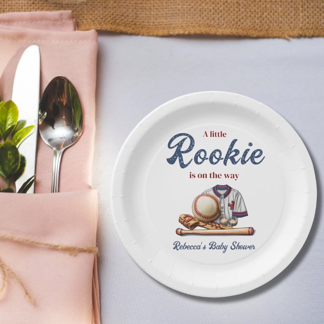 A Little Rookie on the Way - Baseball Baby Shower Paper Plate (Creator Uploaded)
