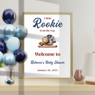 A Little Rookie on the Way - Baseball Baby Shower  Poster