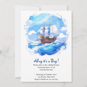 A Little Sailor's Arrival:Nautical Boy Baby Shower Invitation