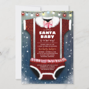 A Little Santa Baby Is On The Way Girl Baby Shower Invitation