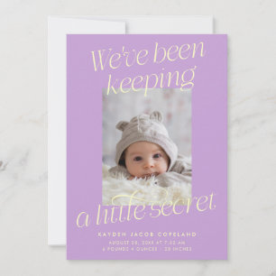 A Little Secret Wisteria Photo Modern Birth Announcement