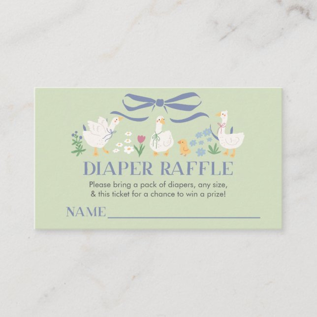 A Little Silly Goose Baby Shower Diaper Raffle Enclosure Card (Front)