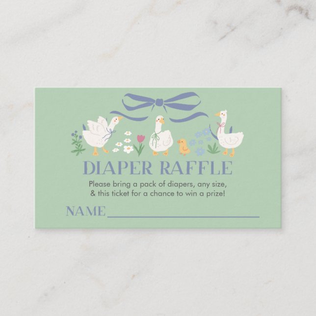 A Little Silly Goose Baby Shower Diaper Raffle Enclosure Card (Front)