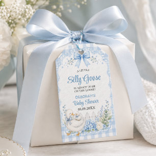A Little Silly Goose Blue Cottagecore Baby Shower Gift Tags
