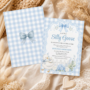 A Little Silly Goose Blue Cottagecore Baby Shower Invitation