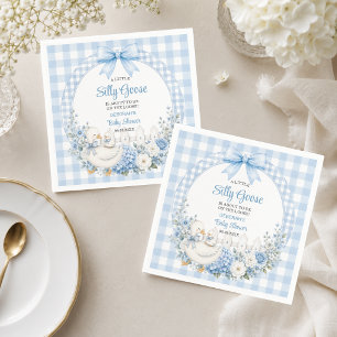 A Little Silly Goose Blue Cottagecore Baby Shower Napkin