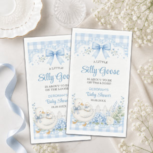 A Little Silly Goose Blue Cottagecore Baby Shower Napkin