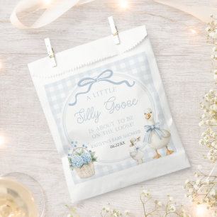 A Little Silly Goose Blue Floral Bow Baby Shower Favour Bags