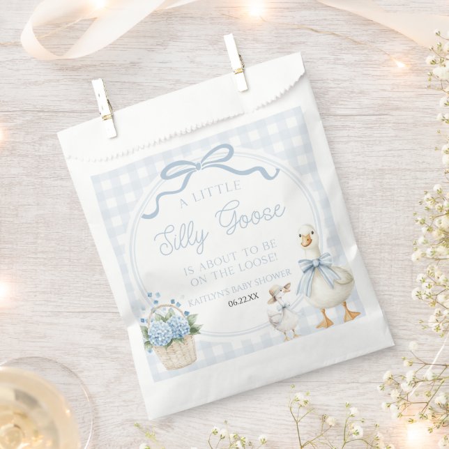 A Little Silly Goose Blue Floral Bow Baby Shower Favour Bags (Clipped)