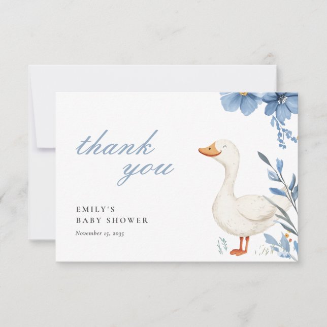 A Little Silly Goose Boy Baby Shower Thank You Card (Front)