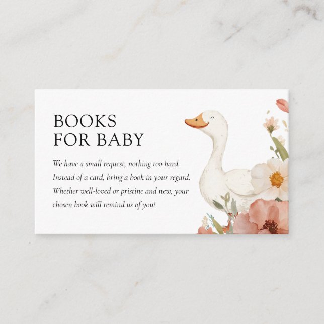 A Little Silly Goose Girl Baby Shower Books Baby Enclosure Card (Front)