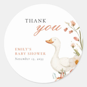 A Little Silly Goose Girl Baby Shower Classic Round Sticker