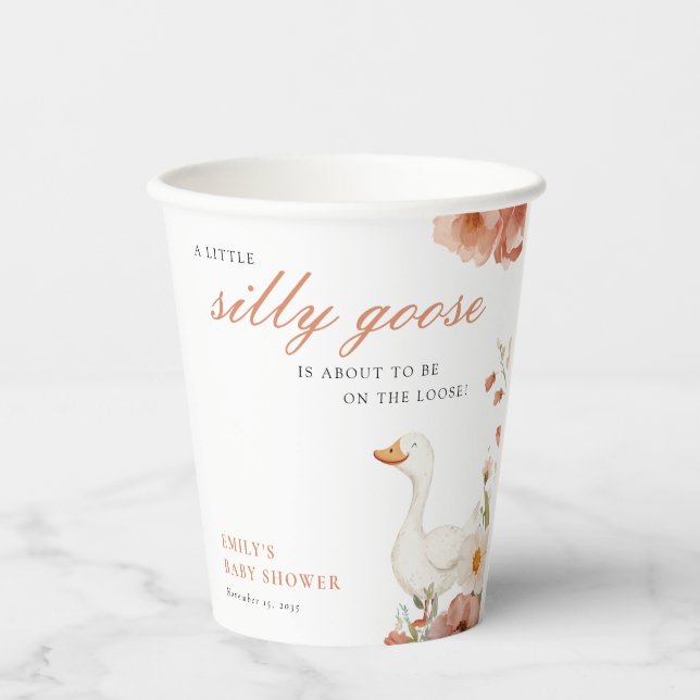 A Little Silly Goose Girl Baby Shower Paper Cups (Front)