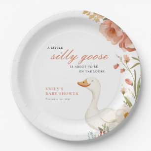 A Little Silly Goose Girl Baby Shower Paper Plate