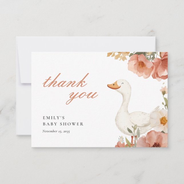 A Little Silly Goose Girl Baby Shower Thank You Card (Front)