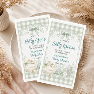 A Little Silly Goose Green Cottagecore Baby Shower Napkin