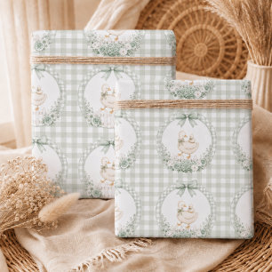 A Little Silly Goose Green Cottagecore Wrapping Paper