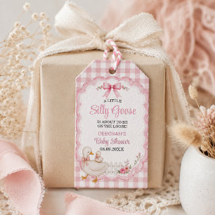A Little Silly Goose Pink Cottagecore Baby Shower Gift Tags
