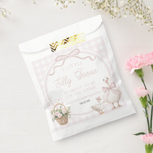 A Little Silly Goose Pink Floral Bow Baby Shower Favour Bags