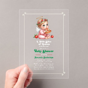 "A Little Slice of Heaven" Pizza-Theme Baby Shower Acrylic Invitations