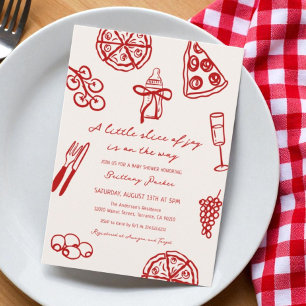 A Little Slice of Joy Pizza Themed Baby Shower Invitation