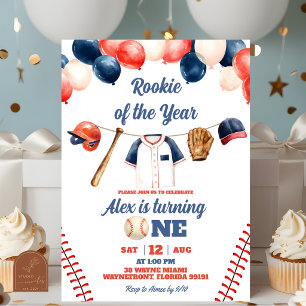 A Little Slugger Baseball 1st Birthday Invitation