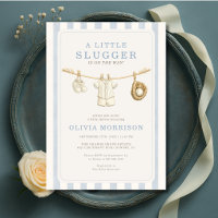 A Little Slugger Baseball Clothesline Baby Shower