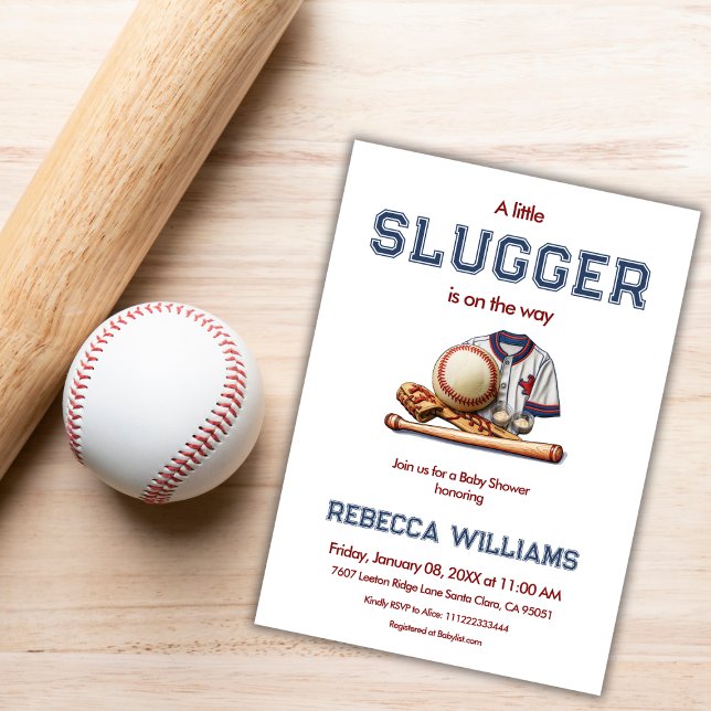 A Little Slugger - Rookie Baseball Baby Shower Invitation (Creator Uploaded)