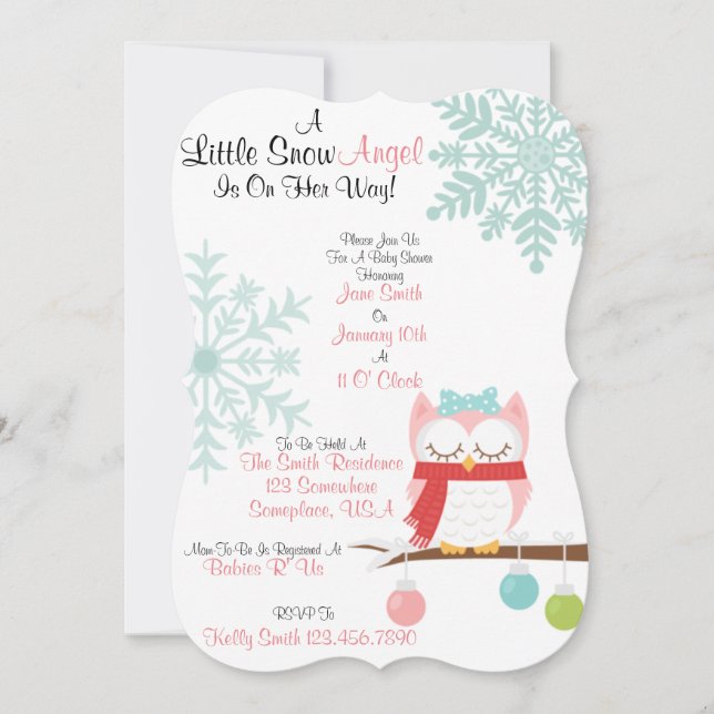 A Little Snow Angel Invitation (Front)