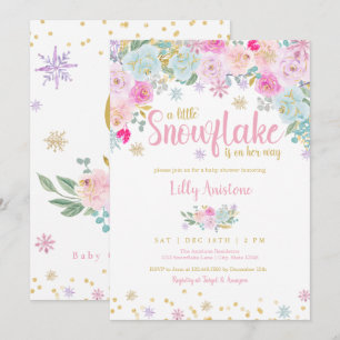 A Little Snowflake Baby Girl Shower Invitation