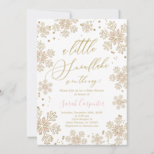 A little snowflake baby shower Girl invitation (Front)