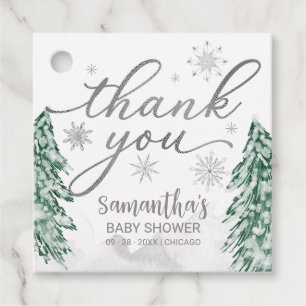 A little snowflake Baby Shower Grey Thank You Favour Tags