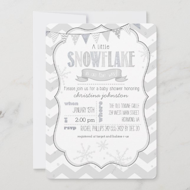 A Little Snowflake Baby Shower Invitation (Front)