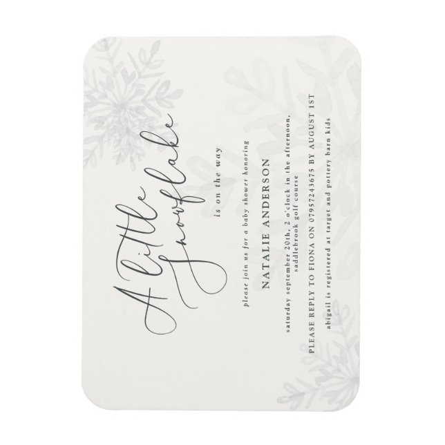 A little snowflake baby shower invitation magnet (Vertical)