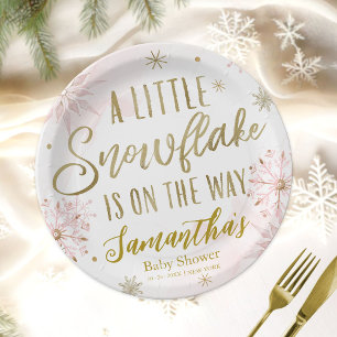 A little snowflake Baby Shower Personalised Paper Plate