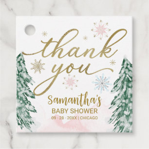A little snowflake Baby Shower Pink Thank You Favour Tags