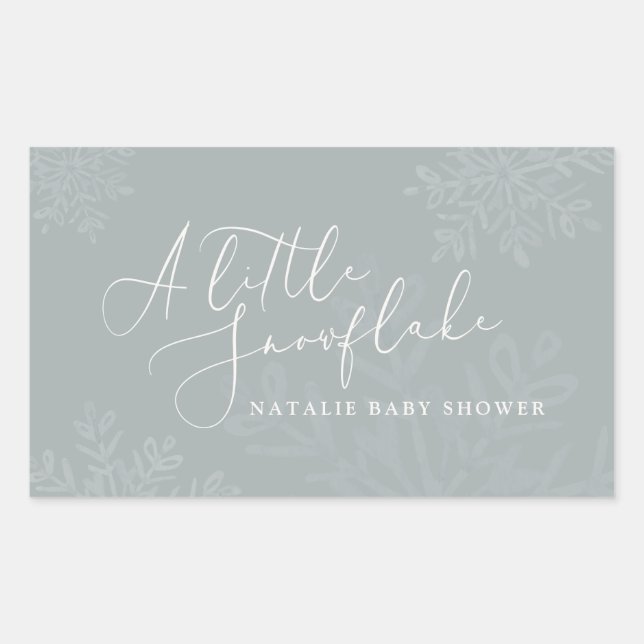 A little snowflake baby shower rectangular sticker (Front)