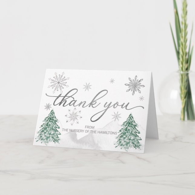 A little snowflake Baby Shower Thank You  Card (Front)